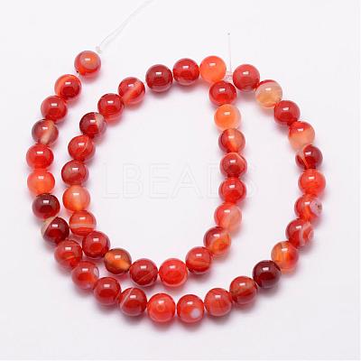 Natural Striped Agate/Banded Agate Bead Strands G-K166-13-12mm-1