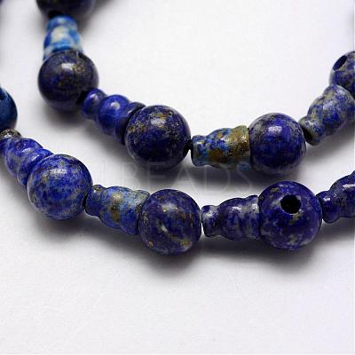 Natural Lapis Lazuli 3-Hole Guru Bead Strands G-K148-06-1