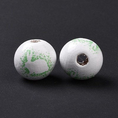 Easter Theme Printed Wood European Beads WOOD-C002-10B-1