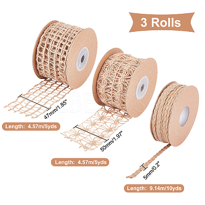 3 Rolls 3 Style Burlap Ribbons OCOR-AR0001-15-1