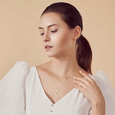 1Pc Initial Letter Brass Pendant Necklaces NJEW-YW0001-24J-1