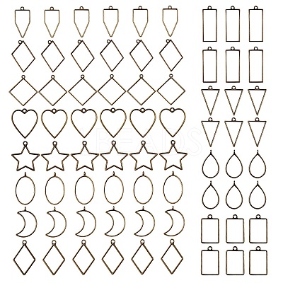 Rack Plating Alloy Open Back Bezel Pendants PALLOY-SZ0001-18AB-1