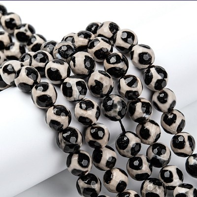 Tibetan Style Turtle Back Pattern dZi Beads X-G-H1453-1-1