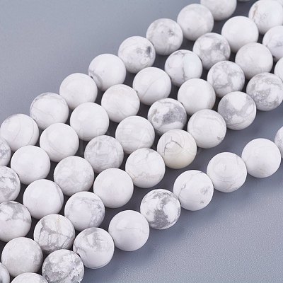 Natural Howlite Round Bead Strands X-G-I107-8mm-1