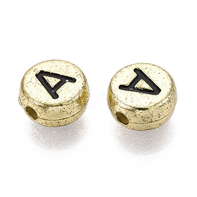 Plating Acrylic Horizontal Hole Letter Beads PACR-ZX018-06A-1