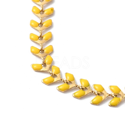 Enamel Ear of Wheat Link Chain Necklace NJEW-P220-02G-08-1