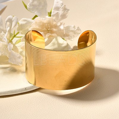 304 Stainless Steel Open Cuff Bangles for Women LS-BJEW-Z083-02G-02-1