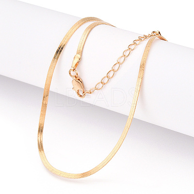 Brass Flat Snake Chain Necklaces for Women Men NJEW-N054-03G-1