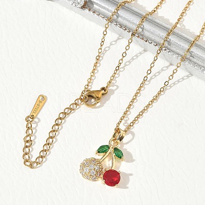 Brass & Cubic Zirconia Pendant Necklaces SA-CBA7E55-03G-02-1