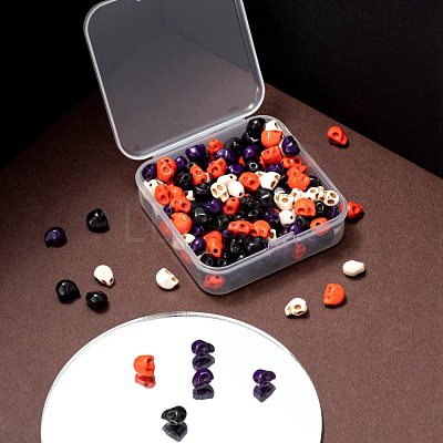200Pcs 4 Colors Dyed Synthetic Turquoise Beads Strands G-LS0002-18-1