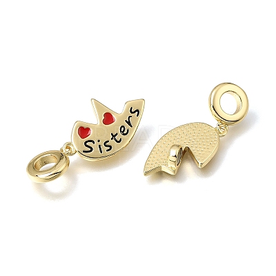 Brass Enamel European Dangle Charms KK-E802-07G-1