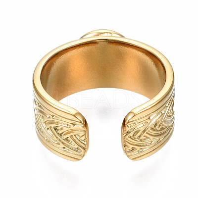 304 Stainless Steel Open Cuff Finger Ring Cabochon Settings STAS-T060-05G-1