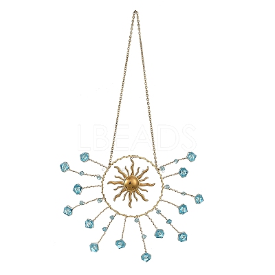 304 Stainless Steel Sun Shape Hanging Suncatcher HJEW-JM05031-02-1