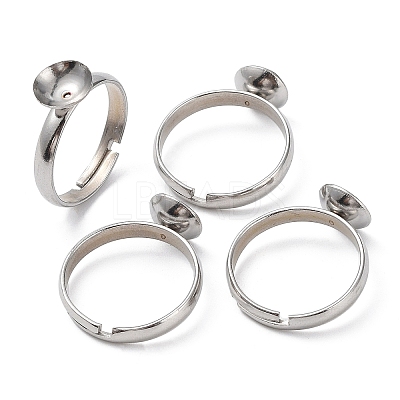 Tarnish Resistant Adjustable 304 Stainless Steel Finger Rings Components X-STAS-E163-97P-1