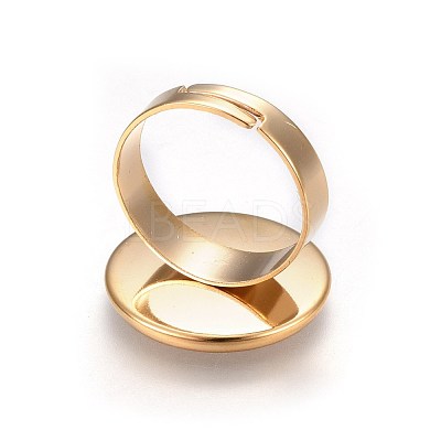 Ion Plating(IP) Adjustable 201 Stainless Steel Finger Rings Components STAS-G187-01G-18mm-1
