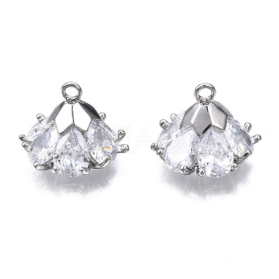 Brass Inlaid Clear Cubic Zirconia Charms ZIRC-S069-001P-1
