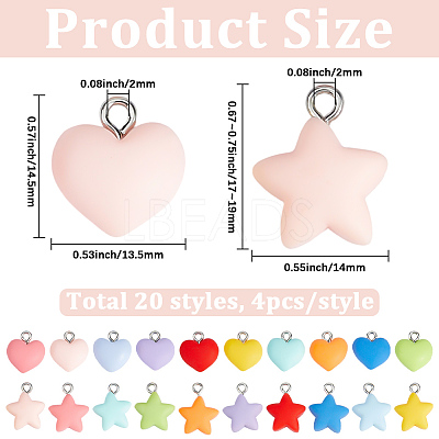 80Pcs 2 Styles Opaque Resin Charms RESI-SC0006-71-1
