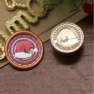 Christmas Series Wax Seal Brass Stamp Head LS-AJEW-M037-01G-27-1