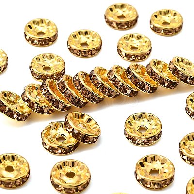 Brass Grade A Rhinestone Spacer Beads RSB039NF-05G-1