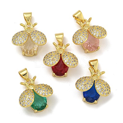 Rack Plating Brass Micro Pave Cubic Zirconia Pendants KK-I718-11G-1