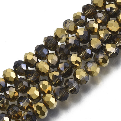 Electroplate Transparent Glass Beads Strands EGLA-A034-T8mm-O19-1