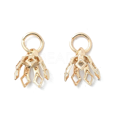 Flower Rack Plating Brass Filigree Bead Cap Bails KK-L102-27G-01-1