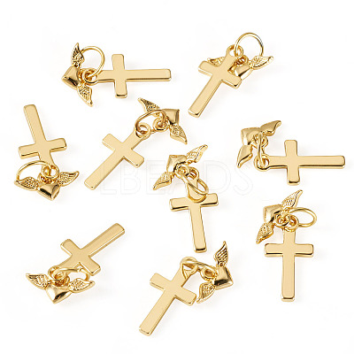 10Pcs Cross Brass Pendants PALLOY-TAC0274-1