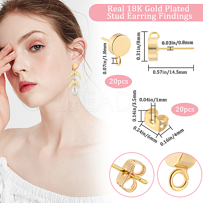 20Pcs Flat Round Brass Stud Earring Findings KK-BBC0013-96D-1