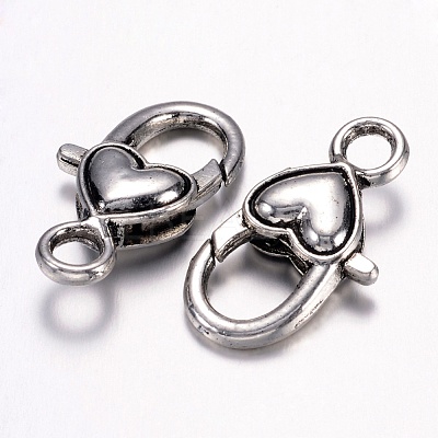 Tibetan Style Alloy Heart Lobster Claw Clasps X-LF013Y-1