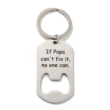 Father's Day Gift 201 Stainless Steel Oval with Word Bottle Opener Keychains LS-KEYC-E040-02P-01-1