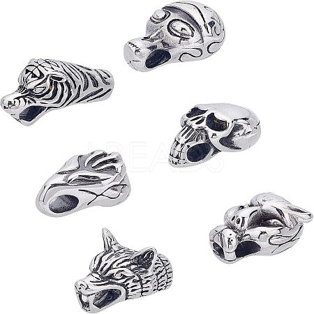 6Pcs 6 Style 304 Stainless Steel Cord Ends STAS-UN0020-92-1
