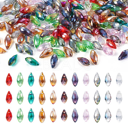 220Pcs 11 Colors Electroplate Glass Faceted Teardrop Beads Strands EGLA-CD0001-09-1