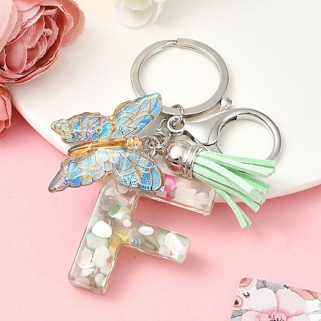 Resin & Acrylic & Faux Suede Tassel Keychain KEYC-YW00126-06-1