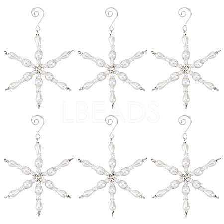 Snowflake Glass Pendant Decoration HJEW-GO00054-1