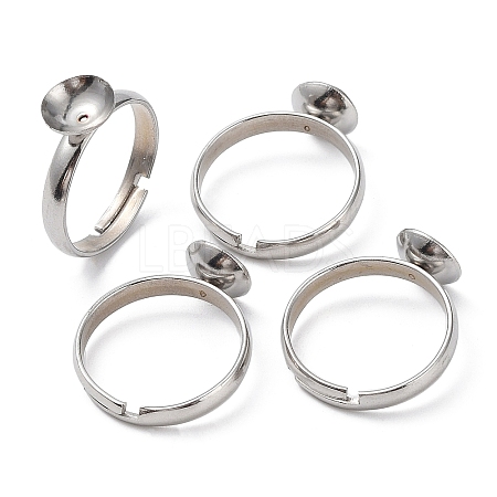 Tarnish Resistant Adjustable 304 Stainless Steel Finger Rings Components STAS-E163-97P-1