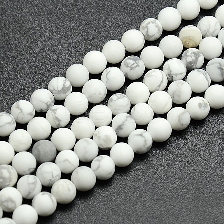 Frosted Howlite Round Bead Strands G-M064-12mm-12-1