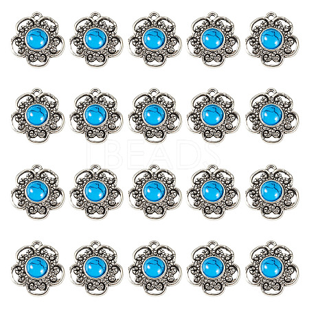Tibetan Style Alloy with Resin Imitation Turquoise Connector Charms FIND-TAC0035-47AS-11-1
