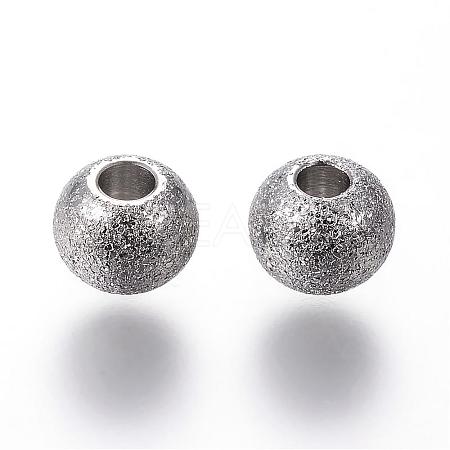 Tarnish Resistant 304 Stainless Steel Textured Beads STAS-P108-06P-1