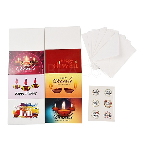 Rectangle Diwali Day Paper Greeting Card DIY-NH0010-01A-1