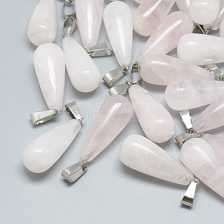 Natural Rose Quartz Pendants G-T081-21-1