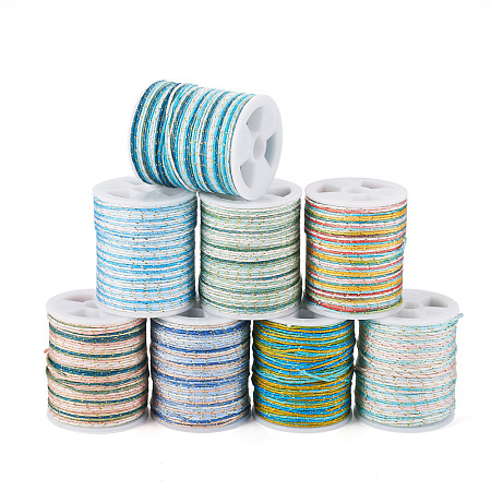 8 Rolls 8 Colors Segment Dyed Nylon Metallic Cord NWIR-TA0001-33-1