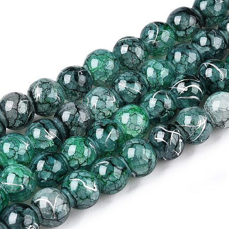 Drawbench Crackle Glass Beads Strands GLAA-N006-8mm-03-1