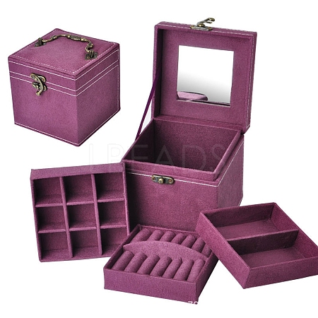 3 Layer Hand-Held Flocking Jewelry Storage Boxes PW-WG9D8B1-02-1