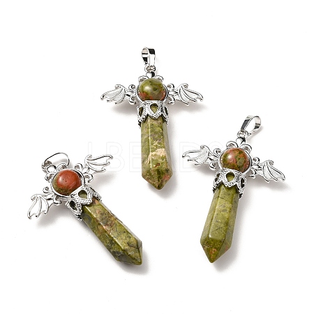 Natural Unakite Pendants G-B033-01P-16-1