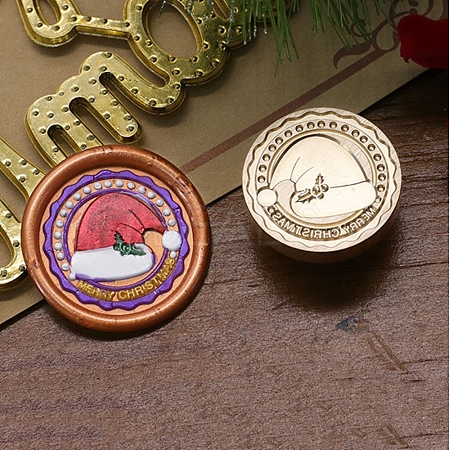 Christmas Series Wax Seal Brass Stamp Head LS-AJEW-M037-01G-27-1