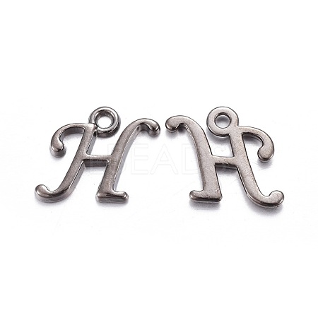 Gunmetal Plated Alloy Letter Pendants PALLOY-J718-01B-H-1