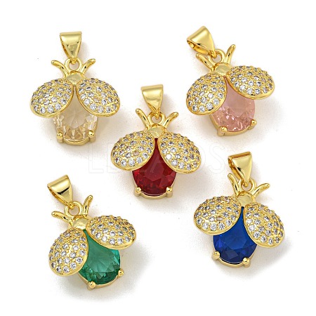 Rack Plating Brass Micro Pave Cubic Zirconia Pendants KK-I718-11G-1