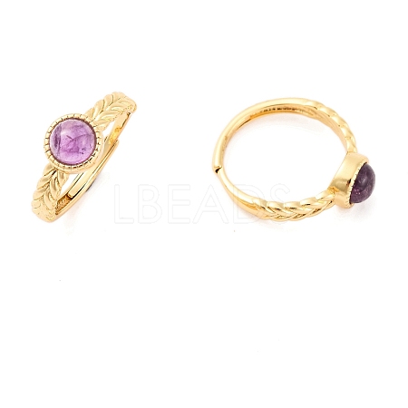 Round Natural Amethyst Adjustable Rings RJEW-Q817-03G-06-1