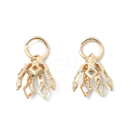 Flower Rack Plating Brass Filigree Bead Cap Bails KK-L102-27G-01-1