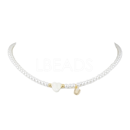 Brass Micro Pave Grade AAA Cubic Zirconia Letter Pendant Necklaces NJEW-JN04771-21-1